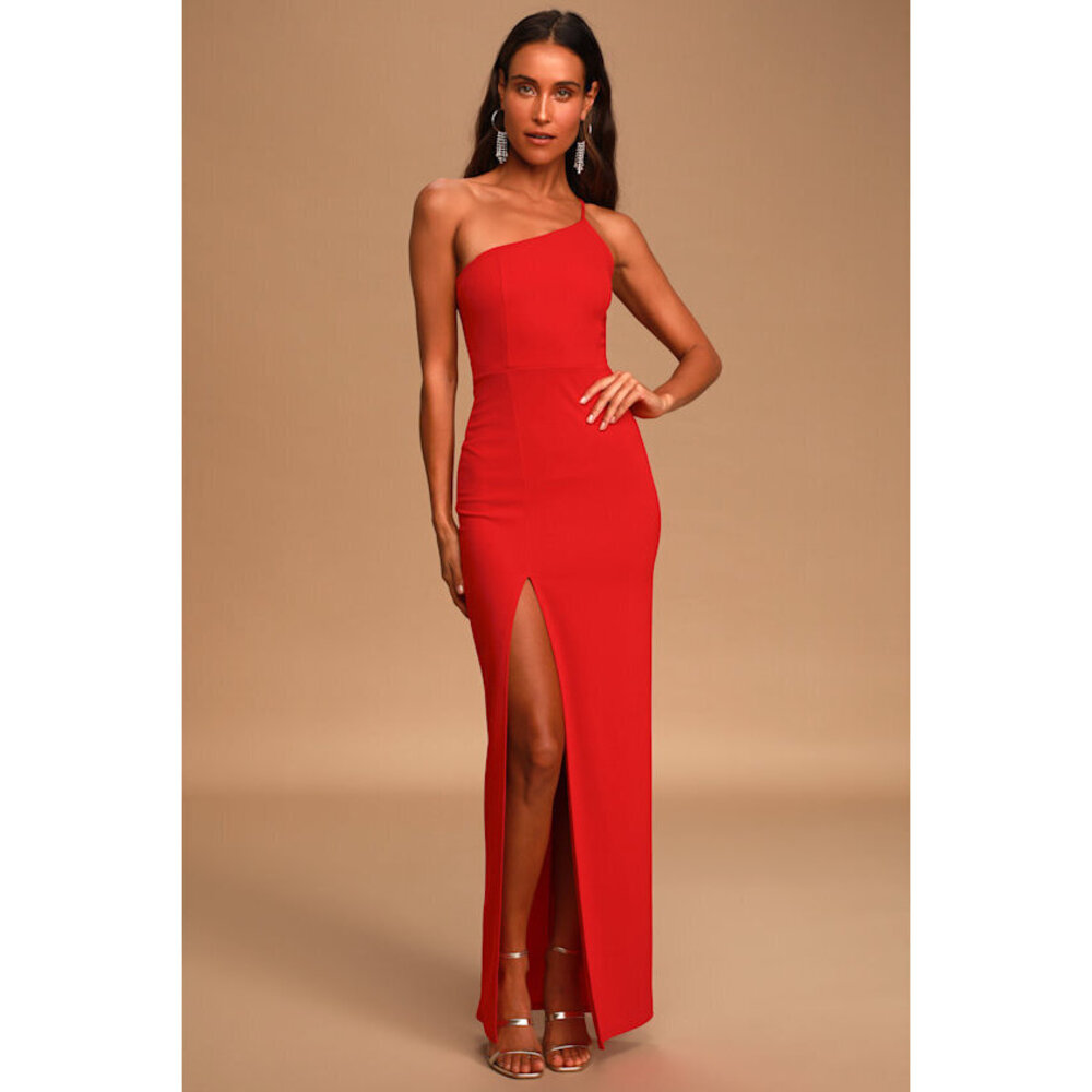 Lulus Keeper Of My Heart Red One-shoulder Maxi Dress - Size M